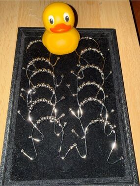 Silver Beaded Shower Curtain Hanger Set of 12 - & Rubber Ducky Night Light set